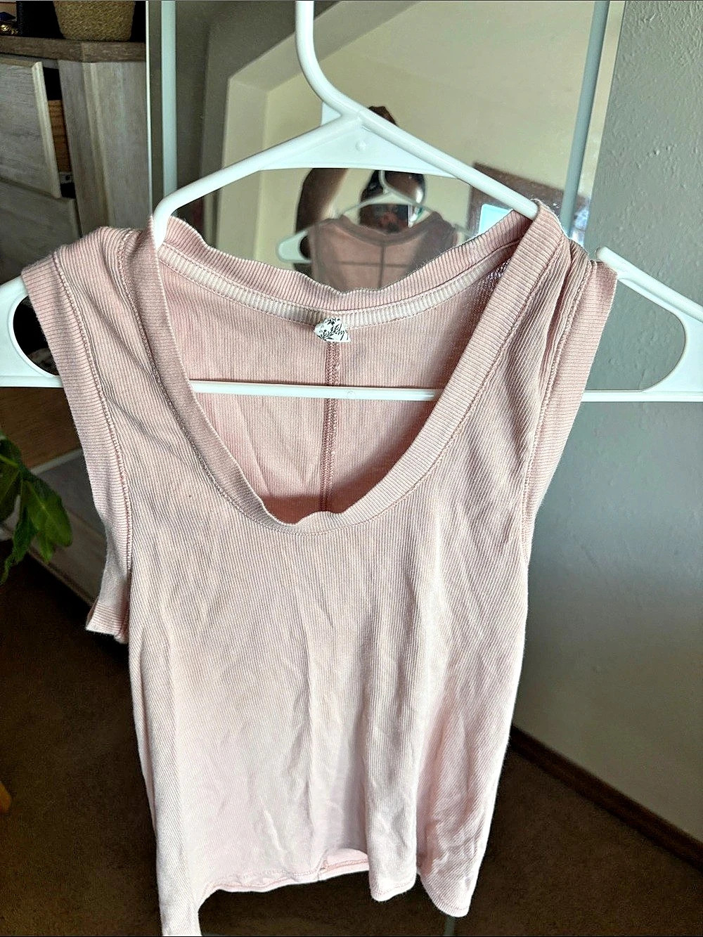 Free People Longer Days Ribbed Scoop Neck Tank Top in Pink
